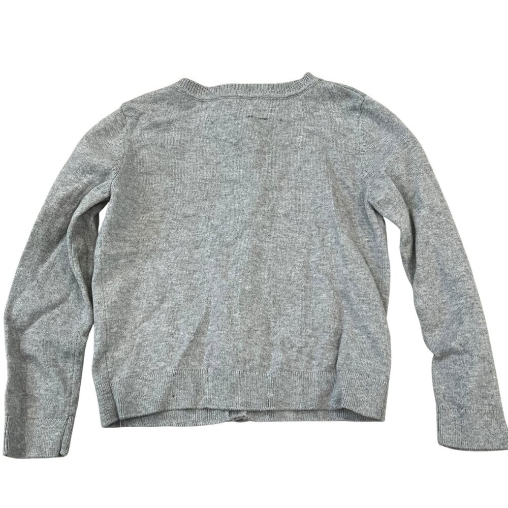 Jacadi Paris Girls 6 Gray Ruffle Button Cardigan Cotton/Cashmere Blend - Picture 2 of 5
